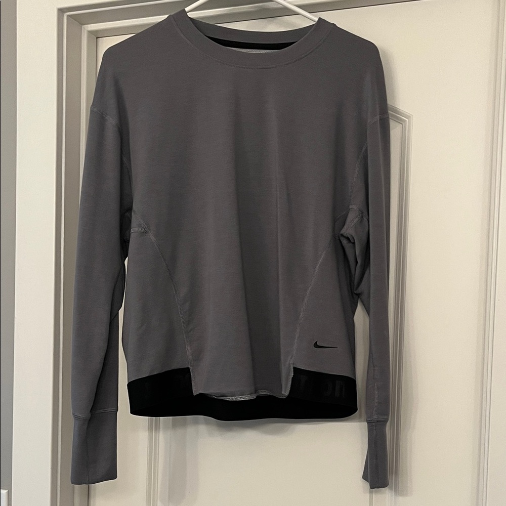 Nike Gray Crewneck Sweatshirt with Black Hem